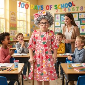 Old Lady Fancy Dress Outfit Grandma Wig Dress Glasses Necklace Girls Funny Cosplay for Kids Halloween World Book Day