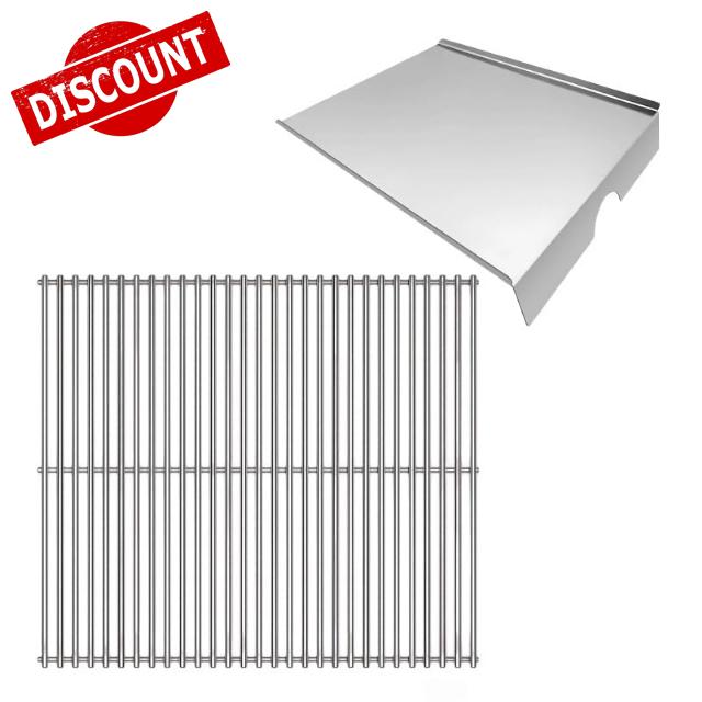 Stainless Steel Cooking Grates with Drip Tray Heat Baffle Replacement Parts for Traeger Pro 575 Pro 22