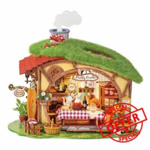 Rolife DIY Miniature House Kit Fluffy Grove Wooden Model Kit Fairy Tale Dollhouse Craft Kit for Adults Natural Cottage Stress Relief Cozy Home Decor Creative gifts for Easter/Halloween/Christmas