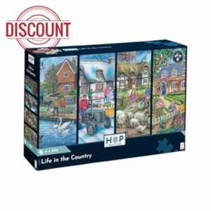 The House of Puzzles Life in the Country 4x500 Piece | Farm & Countryside Jigsaw Puzzle for Adults with Unique Pieces | Multipack Jigsaws with Rural Animal & Natural Landscape Details | Puzzling Gifts
