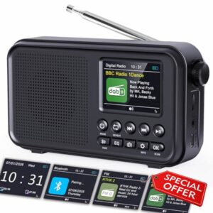 ROCAM DAB Radio Portable with Bluetooth 5.0 & Hi-Fi Speaker