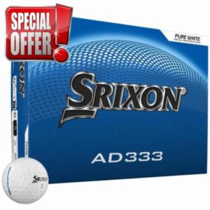 Srixon AD333 Long Distance Golf Balls (New Generation) | Softer Feel and Exceptional Control | Eco-Friendly Packaging | Gift Idea for Golfers | 12 Pieces |White