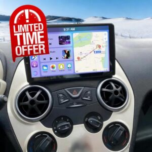 4+64G Android 14 Car Stereo for Ford Ka 2008-2014 Touch Screen 2 Din 9 Inch Car Radio Receiver w/Wireless Carplay Android Auto GPS Navi Bluetooth BT SWC Backup Camera