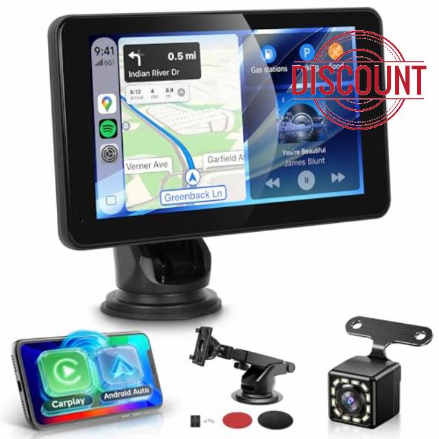 Rimoody 7 Inch Portable Wireless Car Stereo with Wireless CarPlay & Android Auto