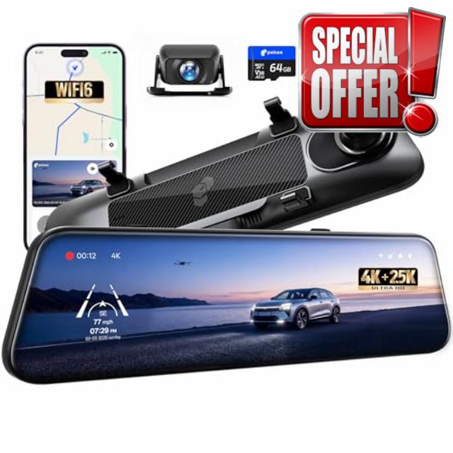 Pelsee S12 Native 4K +2.5K Mirror Dash Cam