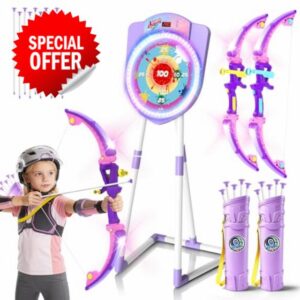 VATOS 2 Pack LED Bow and Arrow for Kids with Auto Scoring