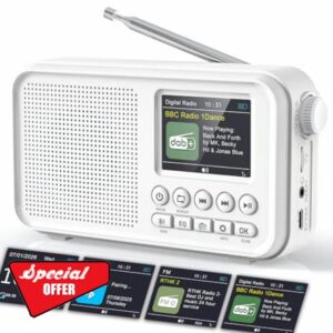 ROCAM Portable DAB/DAB+/FM Radio 3000mAH Rechargeable Battery & Mains Powered