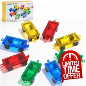 8PCS Magnetic Tiles Mini Cars Construction Toys Set Compatible with Mini & Most Major Tiles