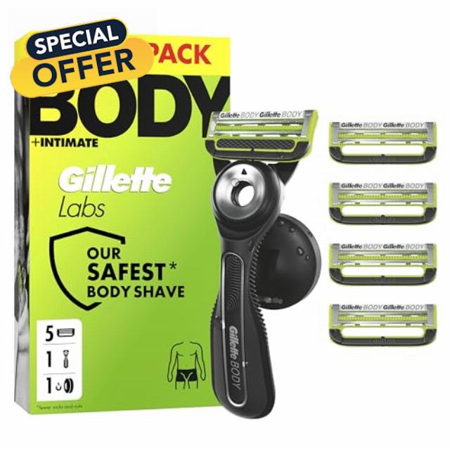 GilletteLabs Body + Intimate Razor with Magnetic Shower Hanger