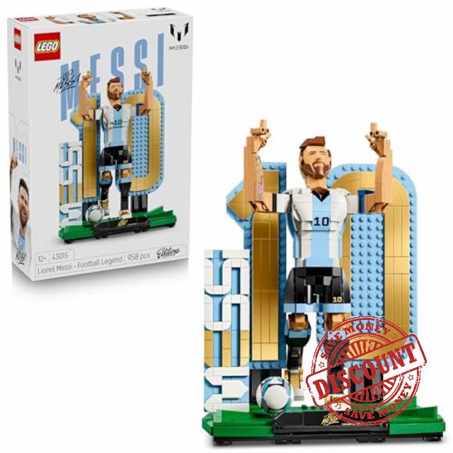 LEGO Editions Lionel Messi – Football Legend Toy - 3D Figure Display Model Kit - DIY Kids' Room Decor - Gift for 12+ Year Old Boys