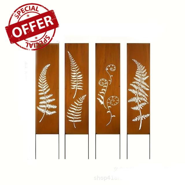 Privacy Screen Metal 4 x 11 cm x 44 cm Privacy Screen Garden Patina Rust Look Privacy Screen for Garden Corten Steel Privacy Screen Garden Decoration Fence Rus