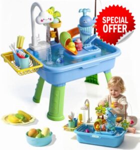 FUHSY Sand and Water Play Table with Fishing Toys