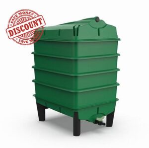 62L 4 Tray Worm Composter with Tiger Worms - Green Wormery Compost Bin for Food Waste Recycling