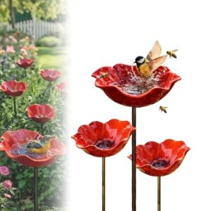 Dual-Function Metal Flower Bird Bath & Pollinator Water Station