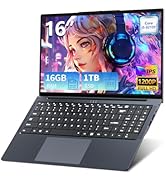 Txxren Laptop 15.6 inch with Office 365, Notebook 16GB RAM 512GB SSD Celeron N95, Notebook 1920 *...