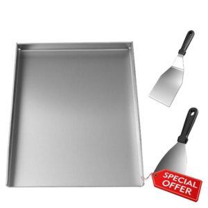 Nikou Stainless Steel BBQ Griddle Plate with 1 BBQ Scraper and 1 Griddle Spatula for Most BBQ Gas Grills and Charcoal Grills
