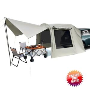 Car Tailgate Tent Awning for 4-6 Person – Waterproof 3000MM & UPF 40 Sun Shelter with Storage Bag