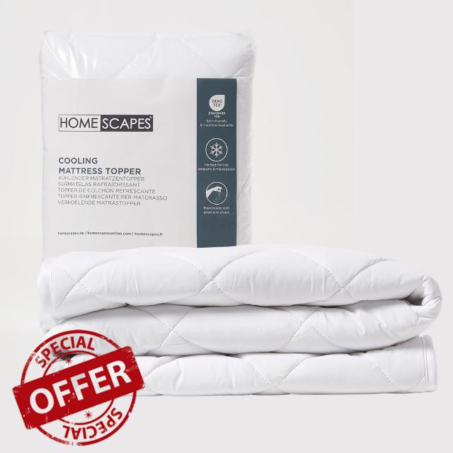 HOMESCAPES Cooling Cot Bed Mattress Topper 70x140cm Set of 2 – Cool Touch Breathable Quilted Cot Bed Mattress Pads for Toddler & Child