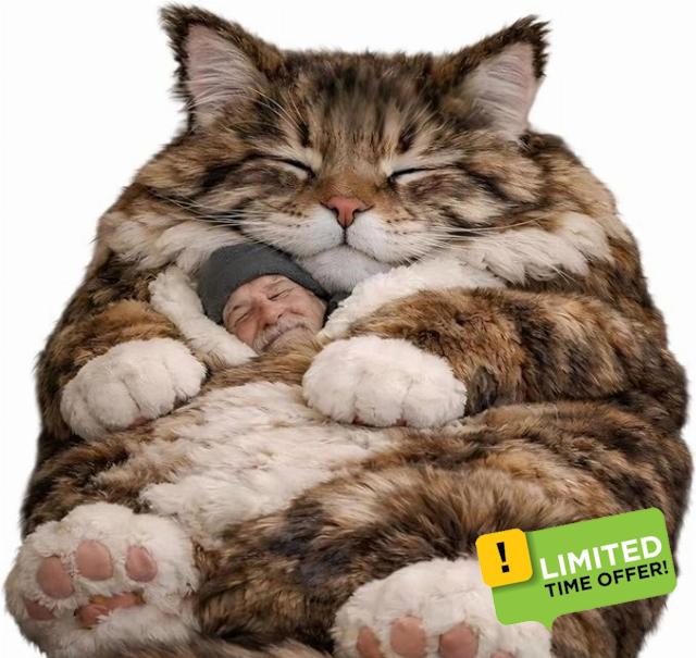 Cat Sleeping Bag for Human - 80"x31" Giant Fluff-y Cat Sleeping Bag for Adults