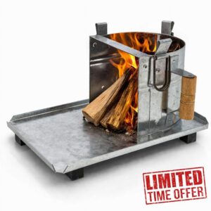 Housetronics Iron Chulha Heavy Duty Portable Camping Sigdi Stove - Charcoal & Wood Burning Stove with Handle for Home