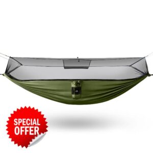 Night Cat Camping Hammock for 1 Person: Portable Hammock with Mosquito Net Lightweight for Backpacking Outdoo