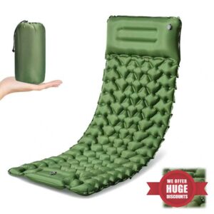 Camping Mat - 9CM Inflatable Camping Mattress with Built-in Pillow & Foot Pump