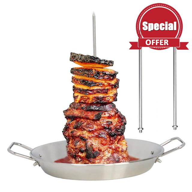 Stainless Steel Vertical Skewers Set - 3 Piece BBQ Accessories Grill Stand | Shawarma Creative Long Lasting Roaster Stand Sausage Sausage S