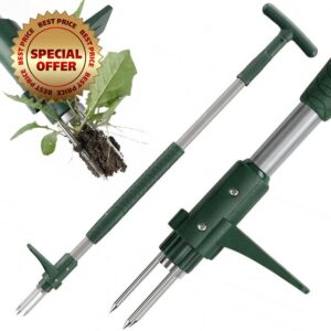 Stand up Weed Puller Root Remover with Long Handle and 3 Claws