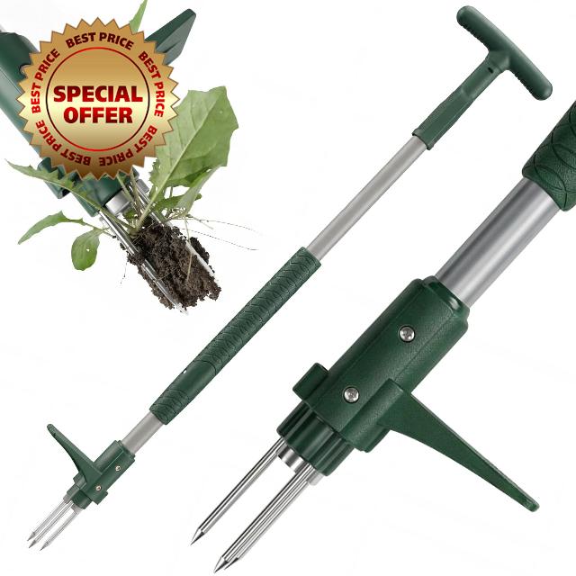 Stand up Weed Puller Root Remover with Long Handle and 3 Claws