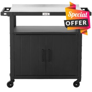 Feasto Outdoor Grill Cart with Storage Cabinet