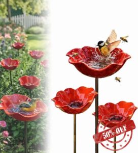 2026 New Handmade Metal Flower Garden Stake Bird Bath