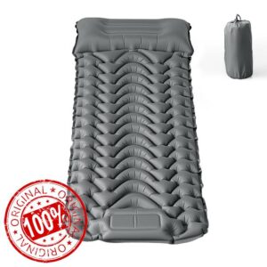Inflatable Camping Sleeping Pad with Built-in Foot Pump Waterproof & Tear-Resistant 50D Nylon Mattress Portable
