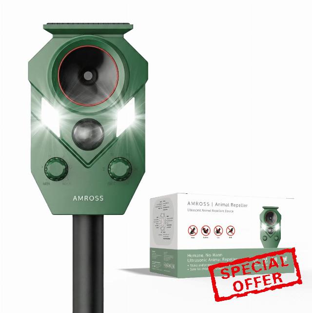 Fox & Cat Repellent for Gardens UK – Rechargeable Ultrasonic Animal Deterrent with Motion Sensor