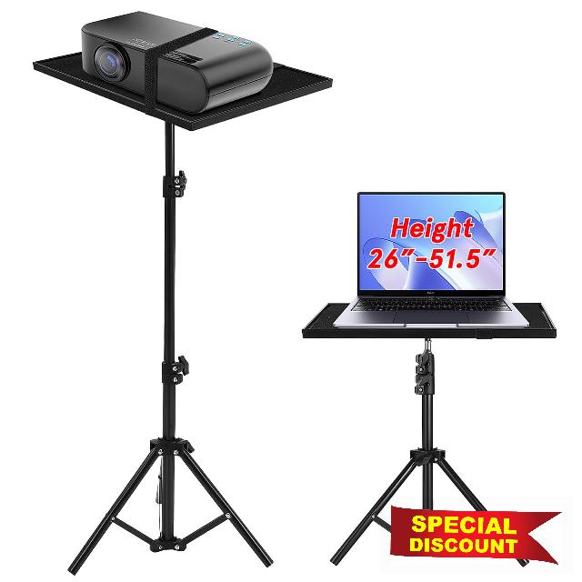 Didiseaon Projector Stand Tripod: Adjustable Laptop Floor Stand with Tray 112cm Stable Heavy Duty Projector Tripod for Tabletop or Floor Use for Home Theater Conference Classroom