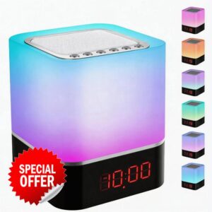 Alarm Clock Bedside Lamp with Bluetooth Speaker