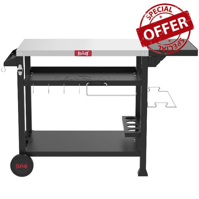 Feasto 3-Tier Outdoor Grill Cart with Folding Side Table