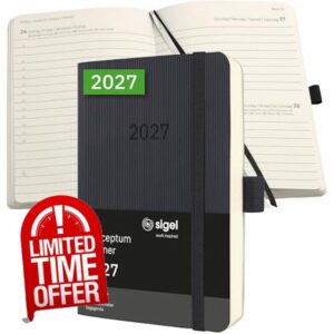 SIGEL C2721 Daily planner Conceptum 2027-1 year - approx. A6 - black - 1 page = 1 day - softcover - 80 gsm - 400 p. - FSC-certified