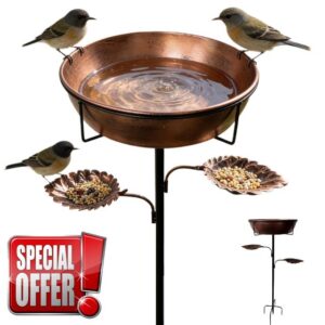 Bird Bath - Metal Rustproof Feeder With Removable Bowl Garden Bird Baths Lawn Decor Water Pond Hummingbird Deck Patio Yard Balcony