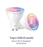 Text reads 'Tapo P100 (4-pack)' and 'Mini Smart Wi-Fi Socket'. Product image showing white smart plug devices arranged in a row.