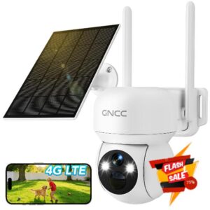 GNCC 4G LTE Solar Security Camera Outdoor with SIM Card