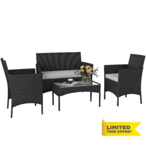 Outsunny 4 Seater Rattan Garden Furniture Set
