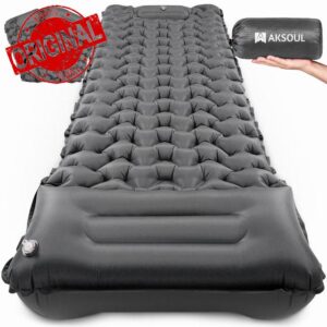 AKSOUL Self Inflating Camping Mat: Sleeping Inflatable Single Bed Air Mattress - Lightweight Sleep Mats Ultralight Pad for Camp Hiking Travel - 10CM - Grey