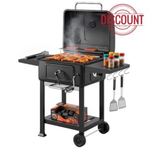Outsunny Charcoal BBQ Grill with Adjustable Charcoal Pan