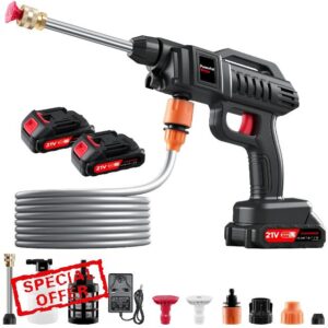 Cordless Pressure Washer 21V - 1500W Portable Power Washer with 2 Batteries
