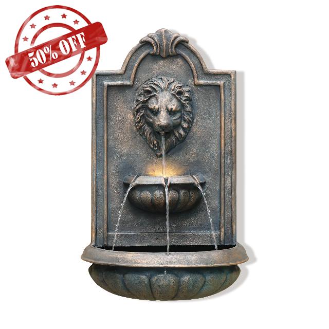 Sunlinua Garden Lion-Style Wall-Mounted Water Feature