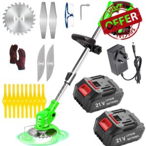 Cordless Strimmer Garden Strimmer Battery Strimmers Cordless Equipped With 2 Rechargeable Batteries 3-In-1 Strimmer Cordless Grass Trimmer Grass Cutter Low Noise Electric Garden Strimme