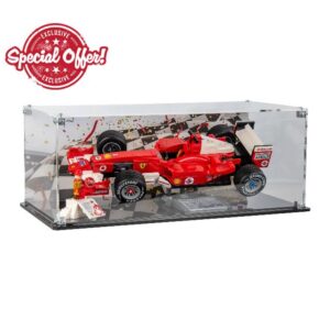 Acrylic Display Case compatible with LEGO® Icons: Ferrari F2004 & Michael Schumacher (11375) (Printed Back Panel)