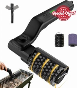 Electric Grill Brush - Rotary Electric BBQ Grill Brush | 3 Speeds Adjustable Rotary Oil Stain Grill Cleaning Brush with Stainless Steel Bristles for Camping Backyard Outdoor Grills
