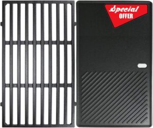 7638 Cast Iron Cooking Grate & Grill Plate Set 44.5 x 30 cm for Weber Spirit 300 Series Spirit E-310/E-320/E-330/S-310 and GS4 Spirit II Models (Only with Front Control Buttons)