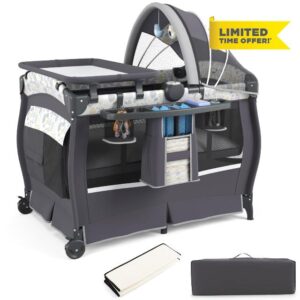 GYMAX 5 in 1 Folding Travel Cot